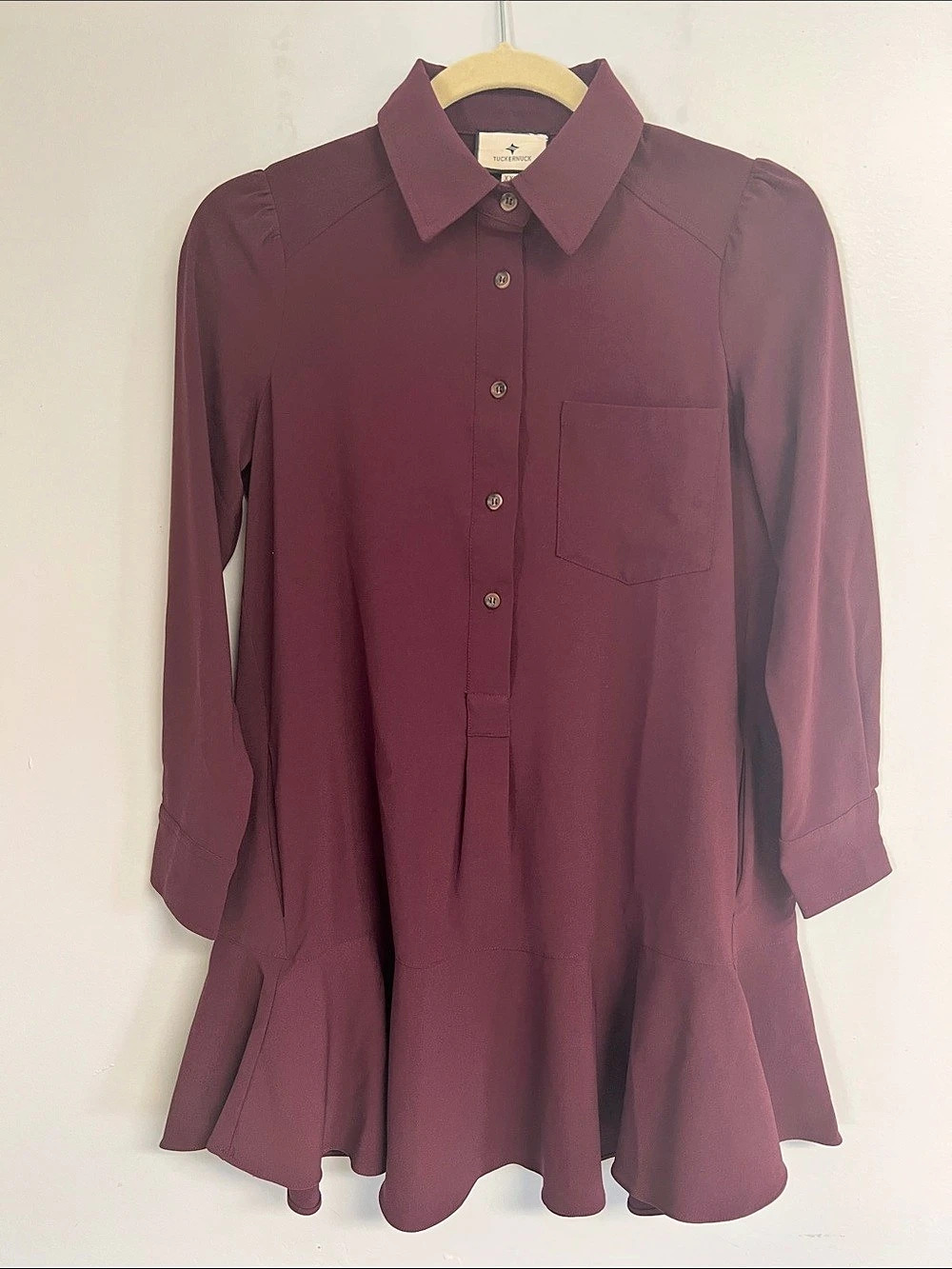 Tuckernuck Pierce Dress Ruffle Hem Button Down Top Size XXS Like New
